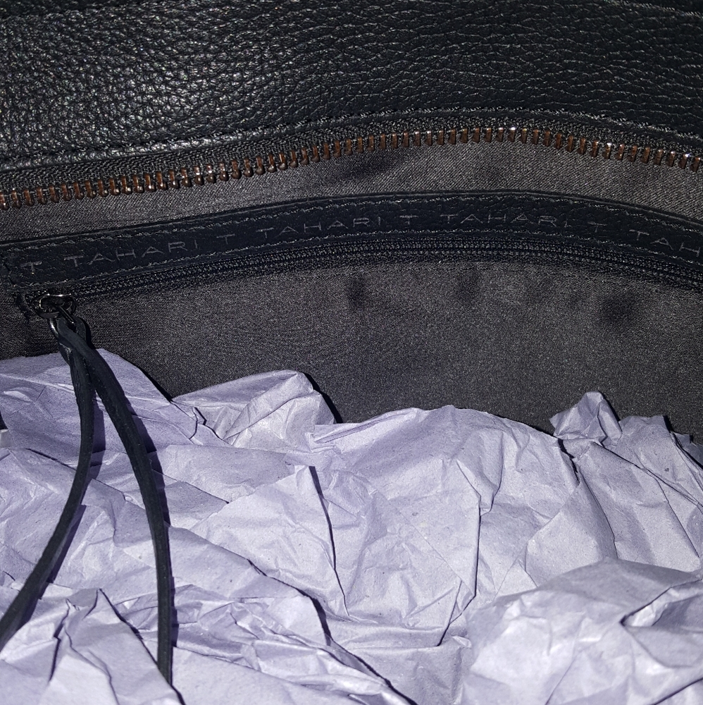 NWT Tahari Sienna Leather Tote Bag Black - Picture 14 of 14